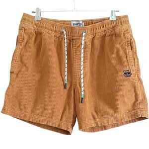 PARTY PANTS | Brown Corduroy 5 inch Pull-on Drawstring Shorts | Small